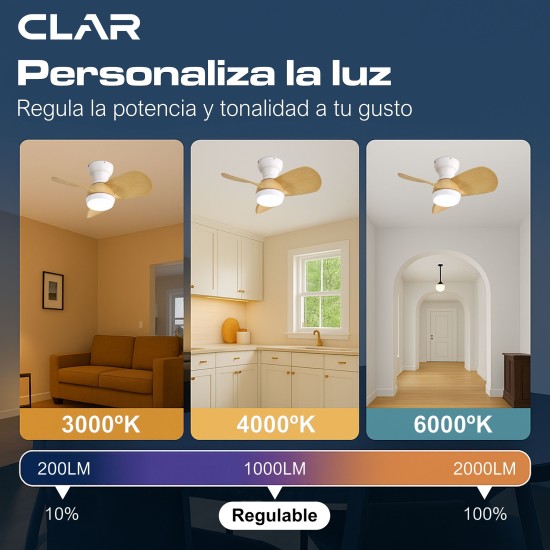 CLAR - Ventilador de Techo Regulable CCT (Wood)