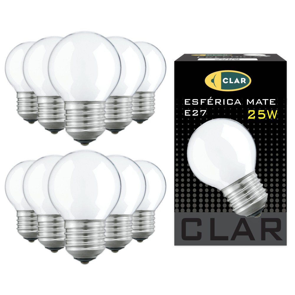 Bombilla Esférica E27 Clara Mate 25W
