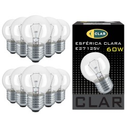 Bombilla Esférica E27 Clara Incandescente 60W