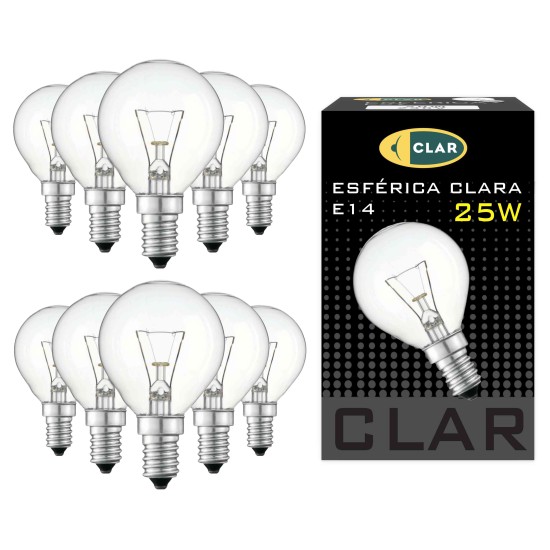 Bombilla Esférica Clara Incandescente E14 25W