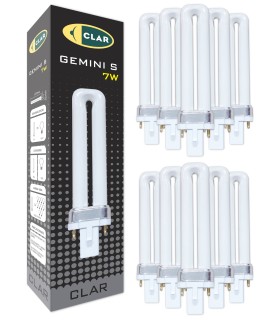 CLAR- Bombilla Fluorescente Gemini S 7W 4000K G23 Luz Blanca Neutra Lámpara Vertical Compacta