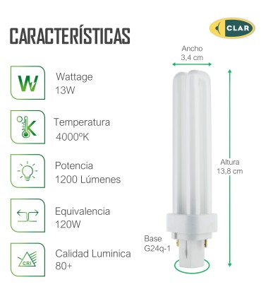 Bombilla Fluorescente Gemini D/E 13W G24d-2