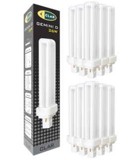 Bombilla Fluorescente Gemini D/E 26W 6500K G24d-3 Luz Blanca Fría CFL Profesional Tubo Compacto 2 Pines Alto