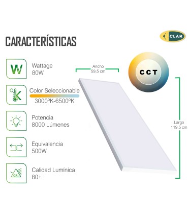 Panel LED Superficie 120x60 CCT