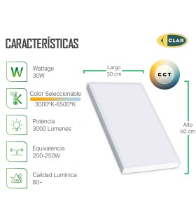 Panel LED Superficie 60x30 CCT