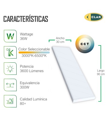 Panel LED Superficie 90x30 CCT