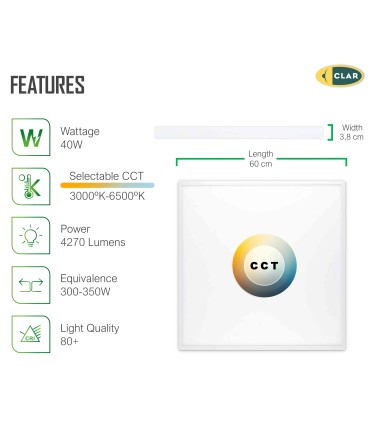 Panel LED Superficie 60x60 CCT