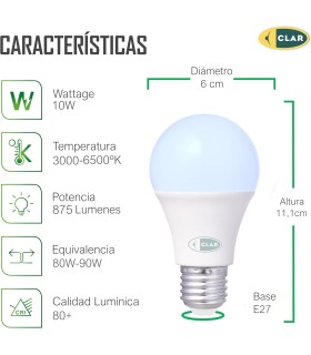 Bombilla LED E27 Sensor Crepuscular 10W