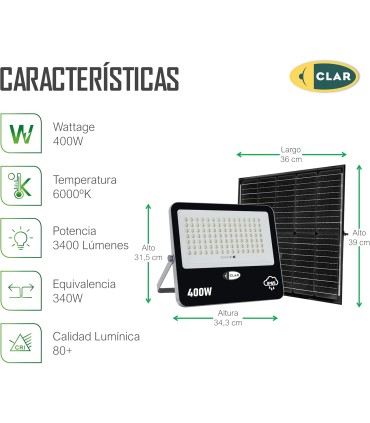 Proyector LED solar Exterior 400W