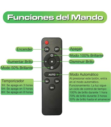 Proyector Led Exterior Solares, Lampara Solar Exterior Jardín, 100W