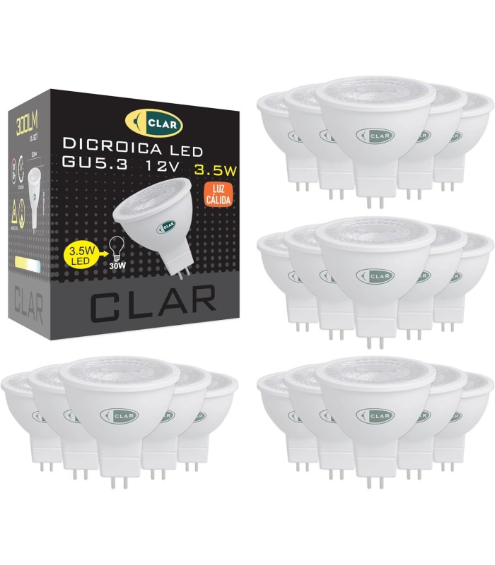 CLAR - Bombilla LED GU5.3, MR16 LED, 3,5W