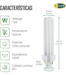 Bombilla Fluorescente Gemini D/E 13W G24d-2