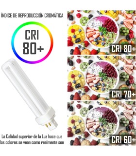 CLAR-Bombilla Fluorescente Gemini D/E 26W G24q-3  CFL Profesional Tubo Compacto Alto Flujo 4 Pines
