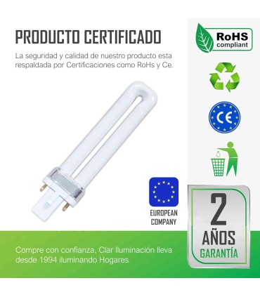Bombilla Fluorescente Gemini S 7W 2700K G23 Luz Blanca Calida