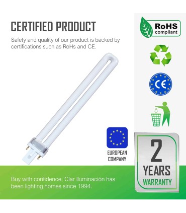 Bombilla Fluorescente Gemini S 11W 2700K G23 Luz Blanca Cálida