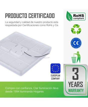 Plafón LED 30W Cuadrado Ø230 mm