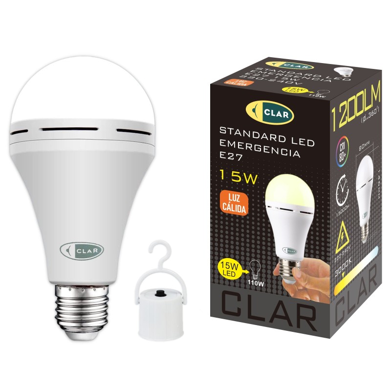 CLAR - Bombilla Recargable, Bombilla LED de Emergencia