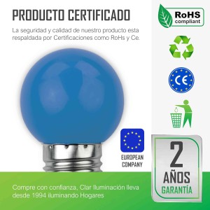 ESFERICA LED E27 1W 230V AZUL