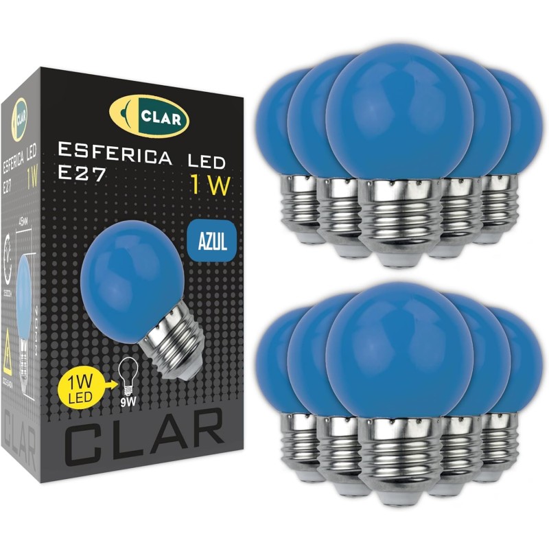 ESFERICA LED E27 1W 230V AZUL
