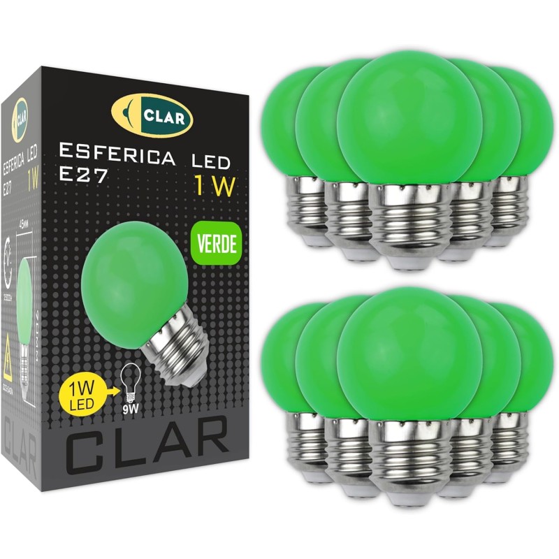 ESFERICA LED E27 1W 230V VERDE
