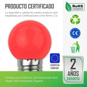 ESFERICA LED E27 1W 230V ROJA