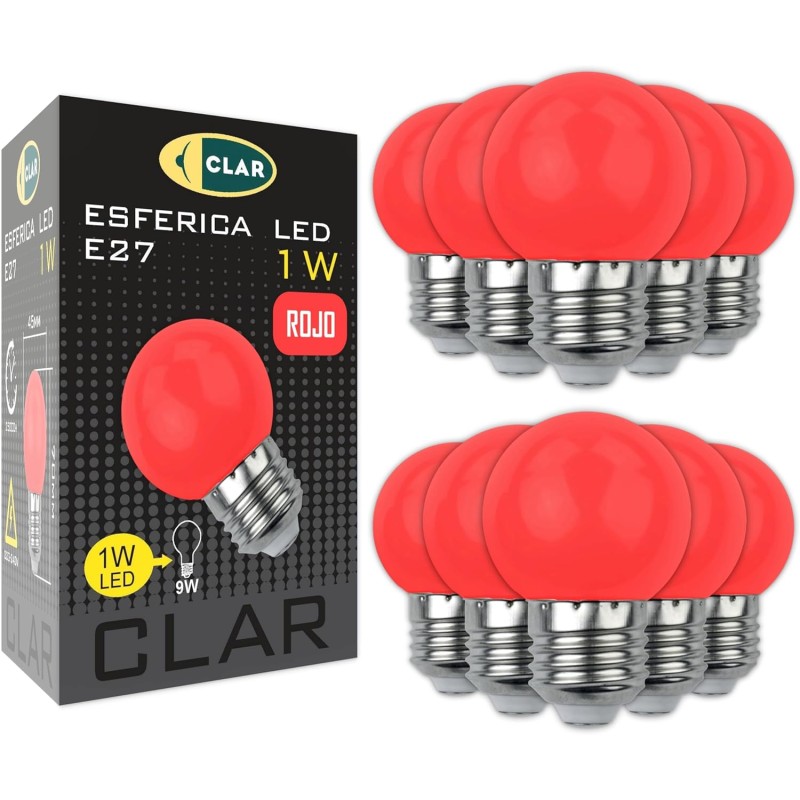 ESFERICA LED E27 1W 230V ROJA