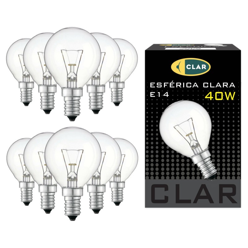 Bombilla Esférica Clara Incandescente E14 40W