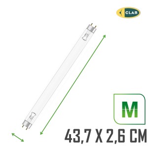 CLAR - Tubo UV Germicida Esterilizador 15W T8, 43,7 x 2,6 cm
