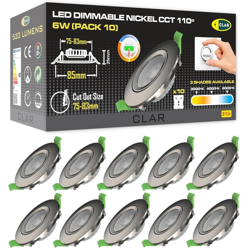 Módulo LED Ultra Plano Regulable 6W, Ajustable 110º, Niquel