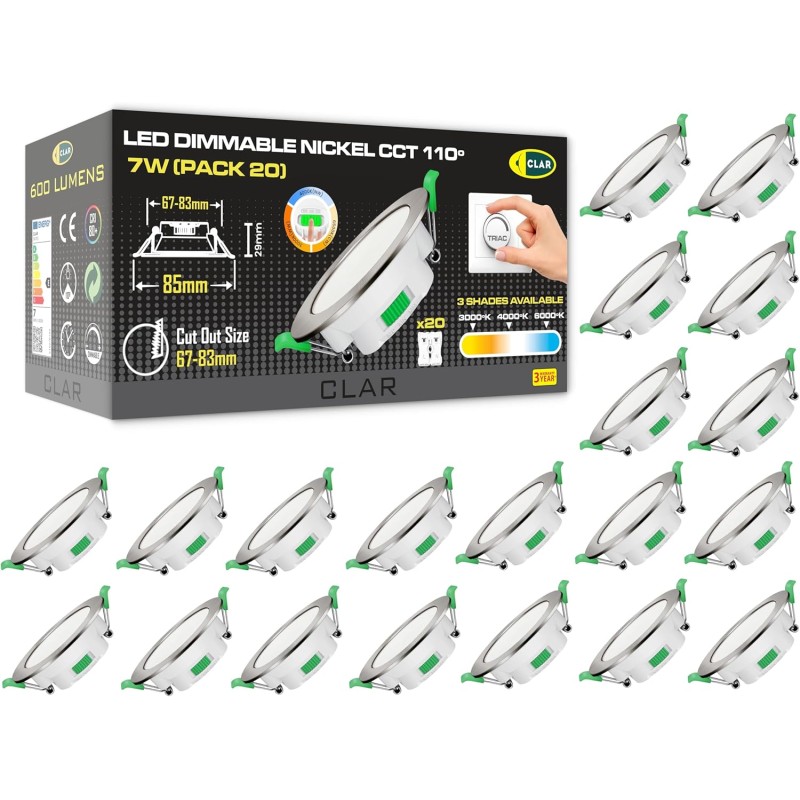 Downlight Regulable CCT Niquel 7W Corte Ø66-75mm 110º