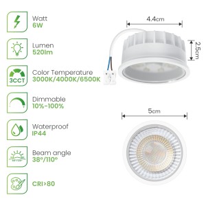 CLAR - Focos LED Interior Techo, Módulo LED Ultra Plano Regulable 6W, Seleccionador de tonalidad, Ajustable 38º