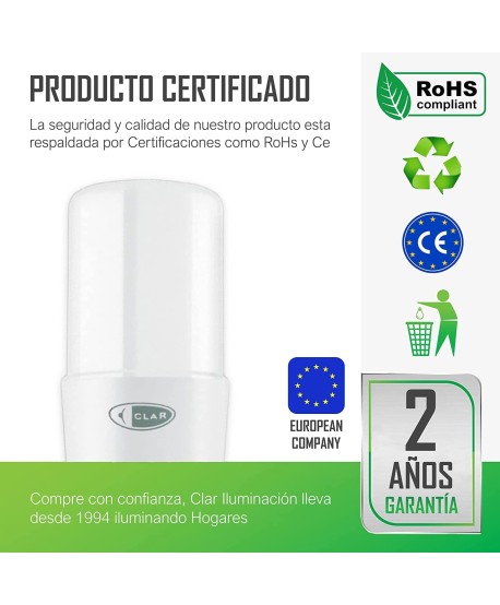 Bombilla LED Tubular 9W E27, Bombilla E27