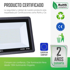 CLAR - Focos LED Exterior, Foco LED Interior, Focos Impermeable, 200W