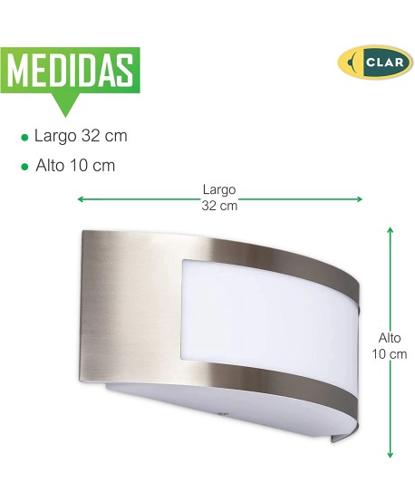 CLAR-Aplique sin Bombilla Semicircular Acero.
