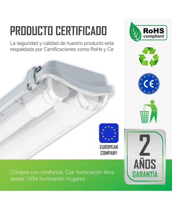 copy of Pantalla Estanca LED 2x120, y 2x150cm, (Tubos No Incluidos)