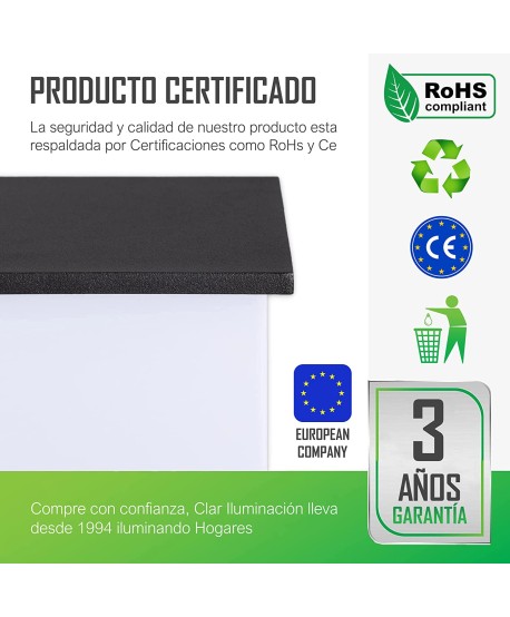 Aplique Pared Exterior Negro Aluminio.