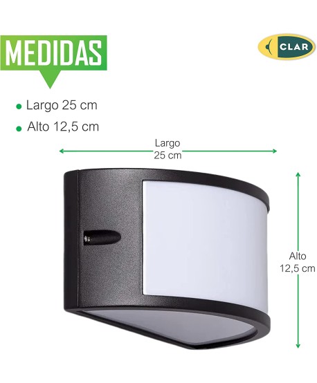 Aplique Pared Exterior Semicircular Aluminio.