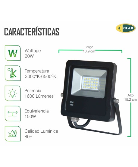 Proyector Gorila 20W, foco exterior LED.