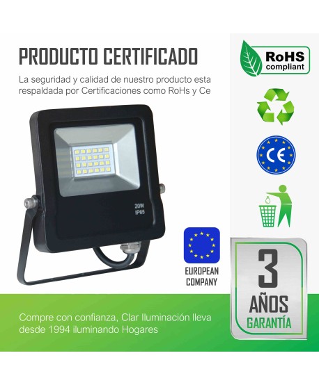 Proyector Gorila 20W, foco exterior LED.