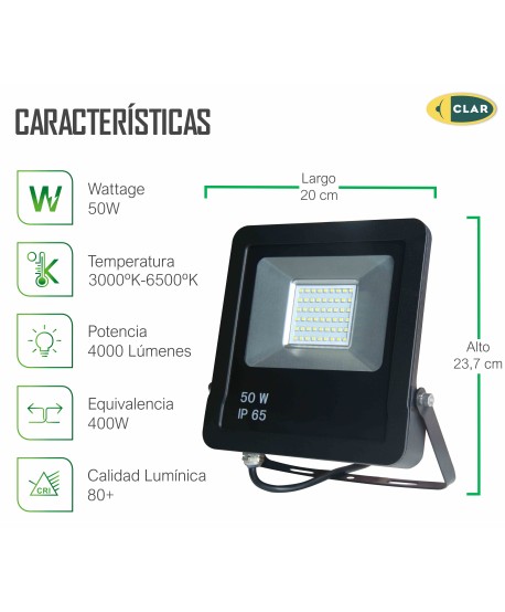 Proyector Gorila 50W, foco exterior LED.