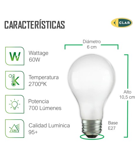 Bombilla Incandescente E27 Standard Mate.