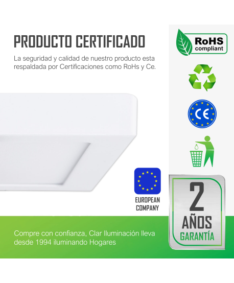 Plafón LED 24W, Downlight LED Superficie