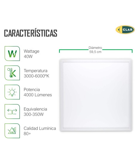 Paneles LED 60x60 Empotrable Driver LIFUD 40W