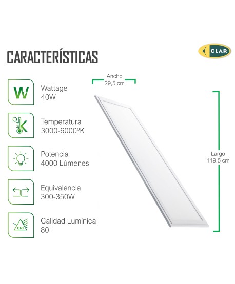 Paneles LED 120x30 Empotrable Driver LIFUD 40W