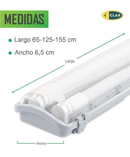 Pantalla Estanca LED 2x120, y 2x150cm, (Tubos No Incluidos)