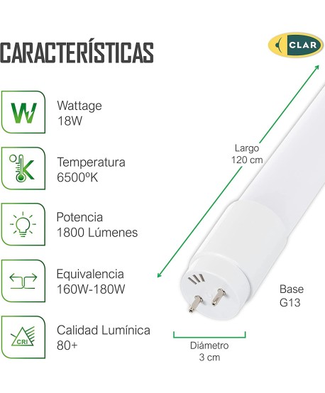 Tubos LED 120cm 18W, Tubo 120cm.