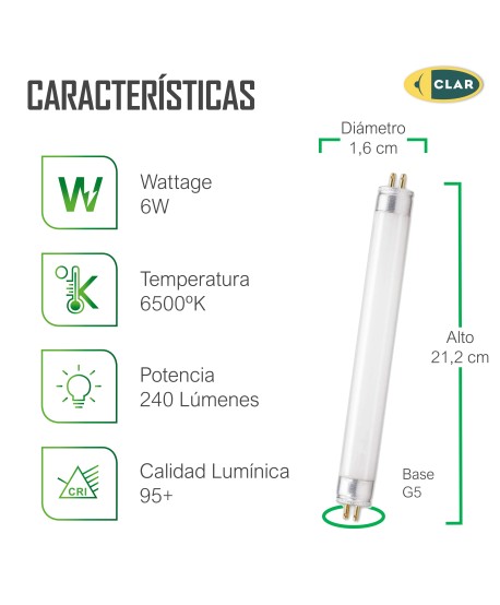 Tubo Fluorescente T5 6W Miniatura
