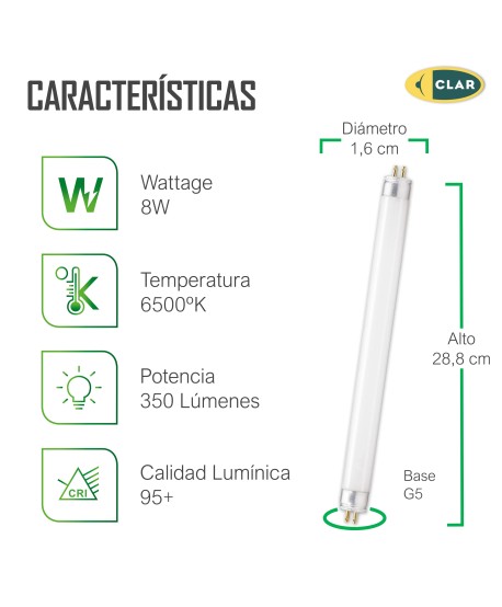 Tubo Fluorescente T5 8W Miniatura