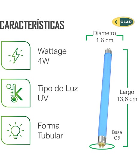 Tubo antimosquito 4W T5,  Tubo fluorescente antimosquitos.