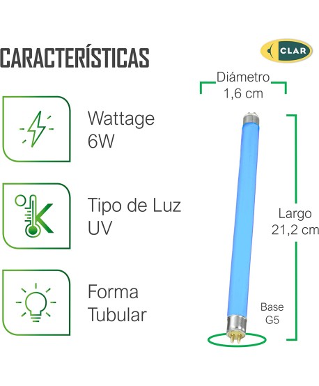 Tubo antimosquito 6W T5,  Tubo fluorescente antimosquitos.